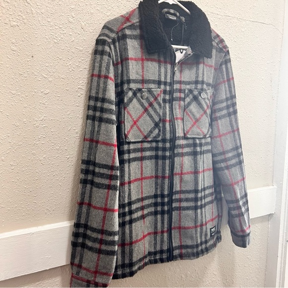 WESC Liam Plaid Fleece-Lined Full-Zip Shirt Jacket Unisex NWT - Picture 4 of 8